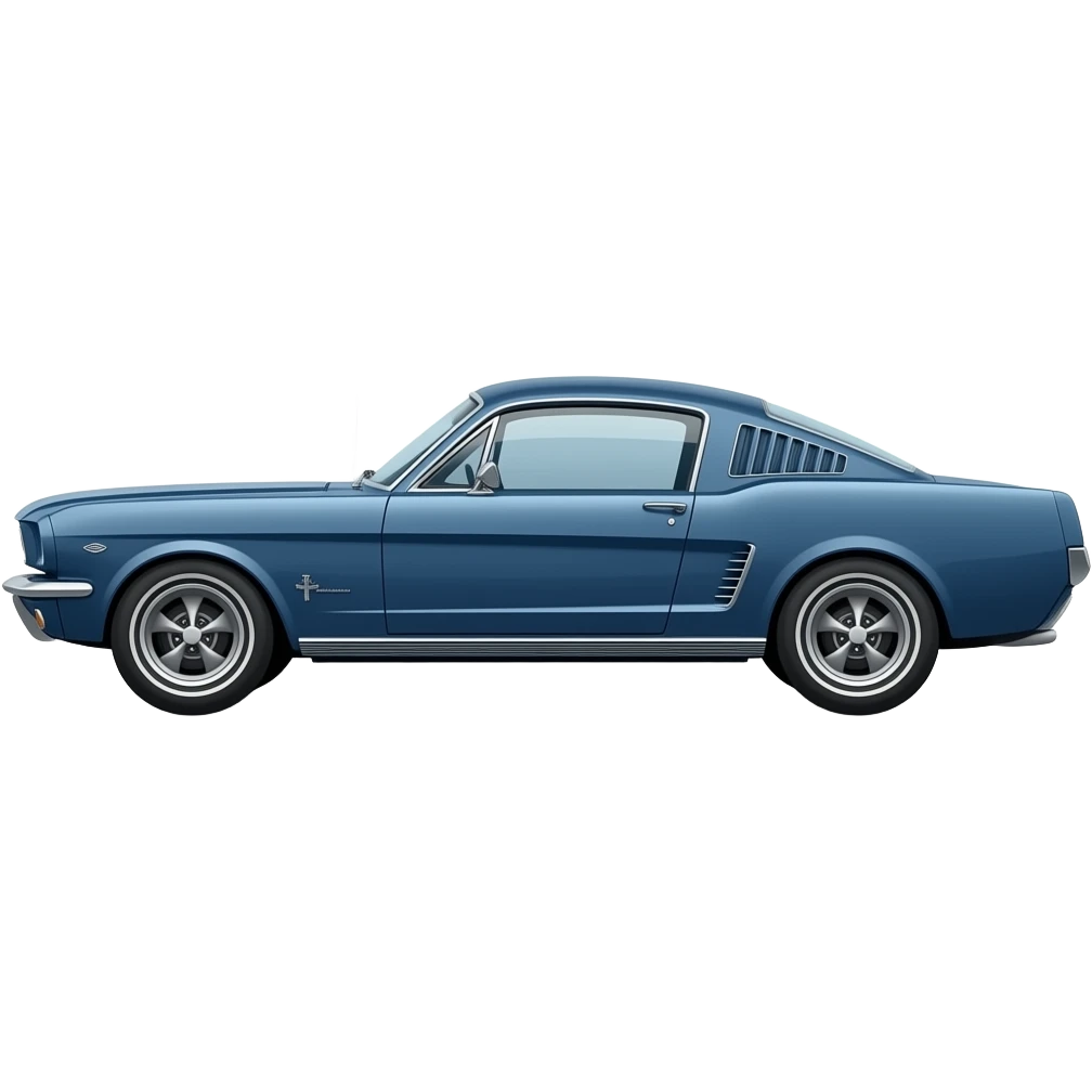1966 mustang base coupe dark blue side view emoji