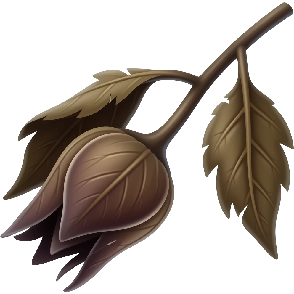 Wilted dead dark brown plantstem with leaves emoji