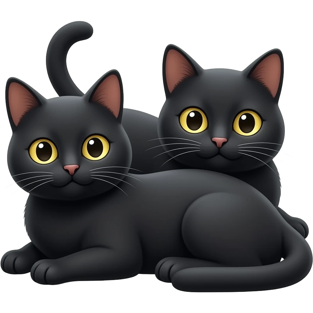 two black cats loafing with each other emoji