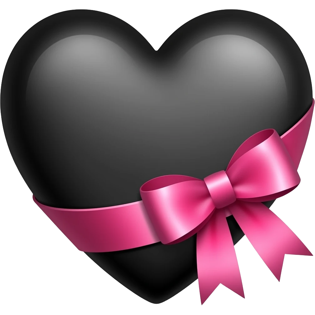Cuore nero con fiocco rosa emoji