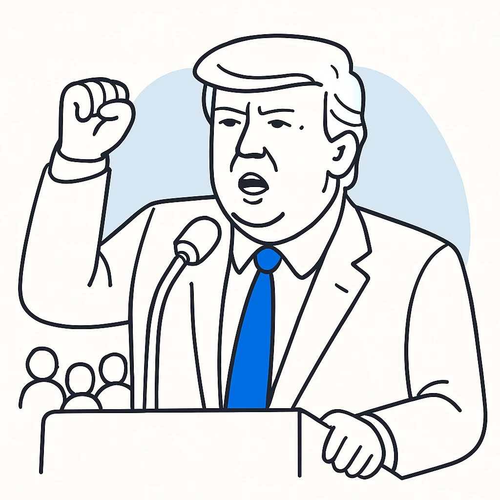 Donald Trump speaking at a rally emoji