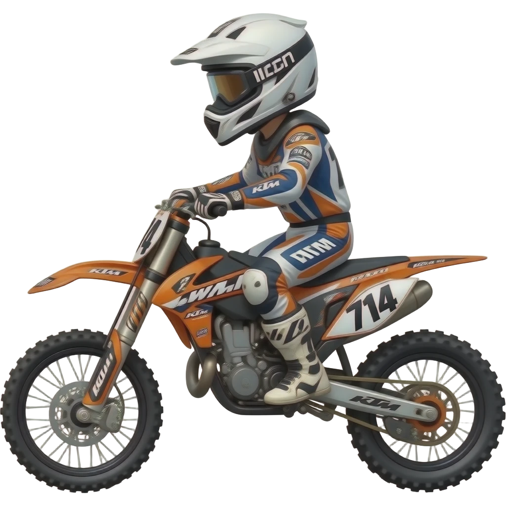 Motocross, Startnummer, Maik 714, weißer Helm, KTM emoji