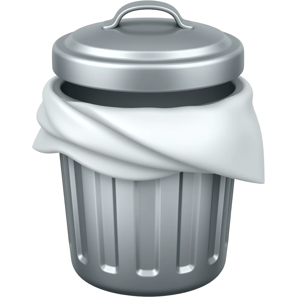 oval mouthed trashcan with white trashbag liner emoji