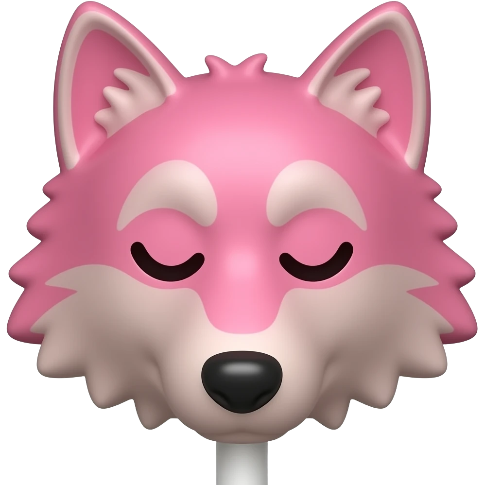 Pink Chocolate wolf face without eyeslong lollipop stick emoji