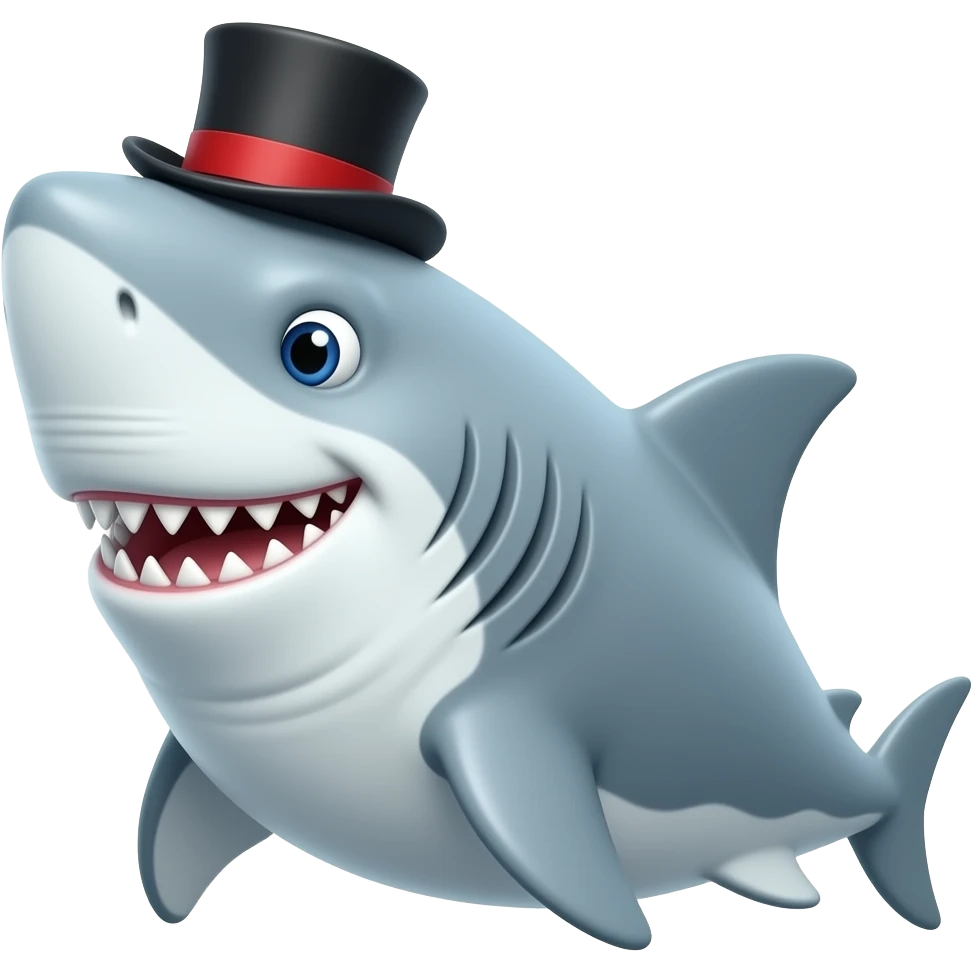 Shark with a top hat emoji
