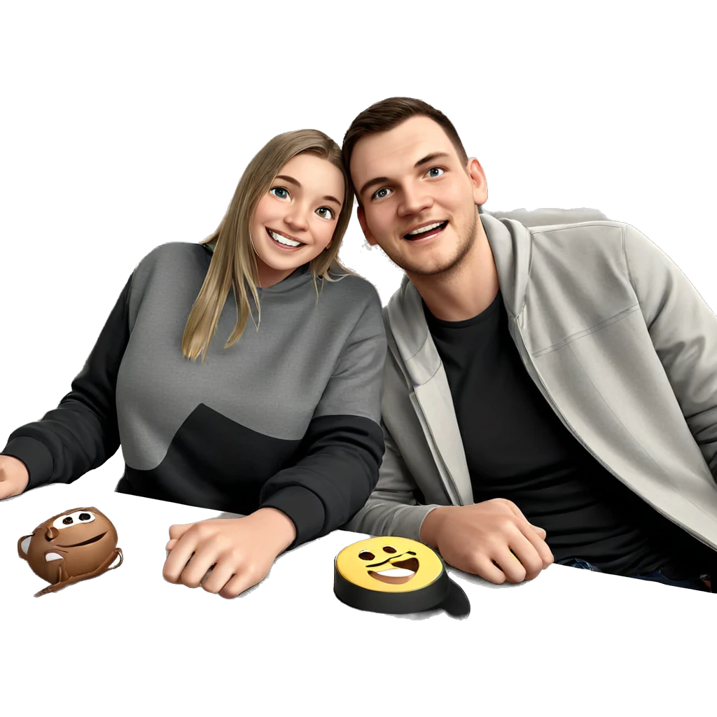 smiling girl and boy portrait emoji