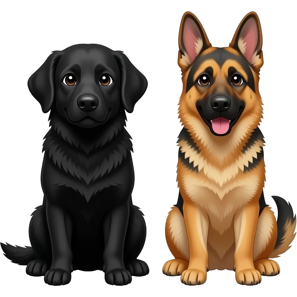 black golden retriever with German Shepard emoji