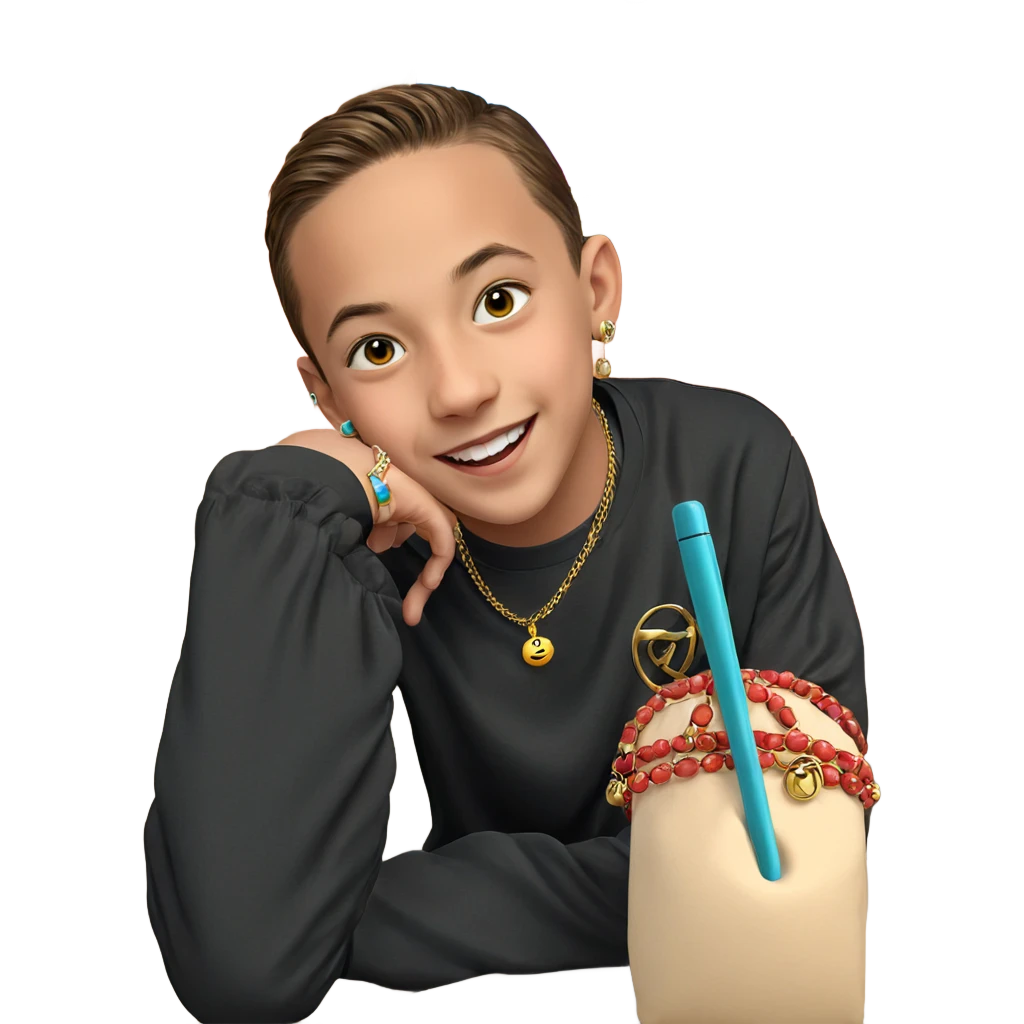 smiling boy with jewelry emoji