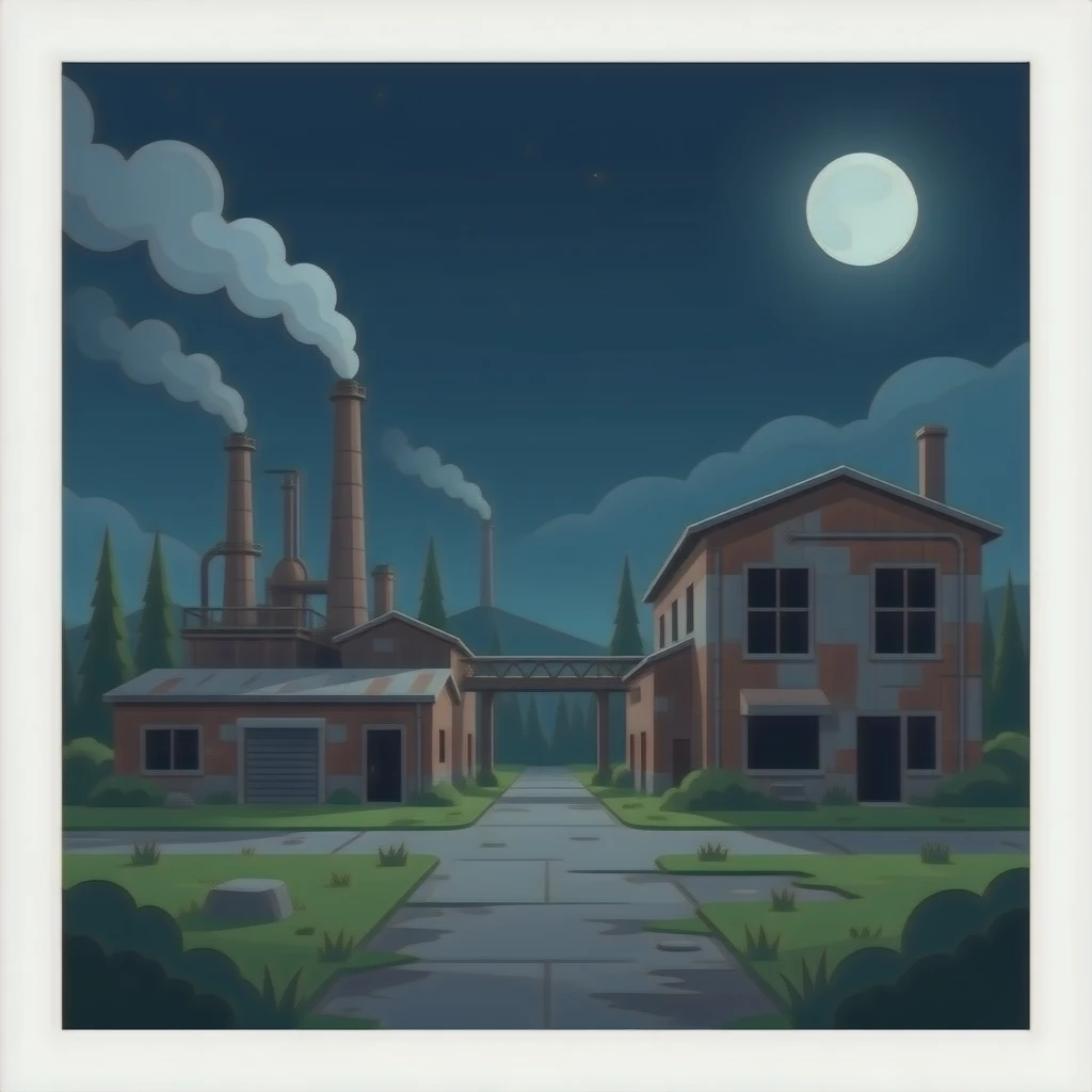 Simple abandoned factory with no background emoji