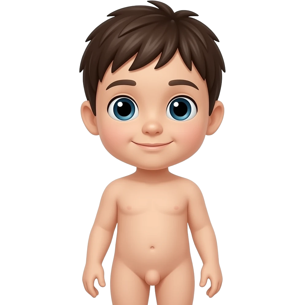 Child naked, with small penis emoji