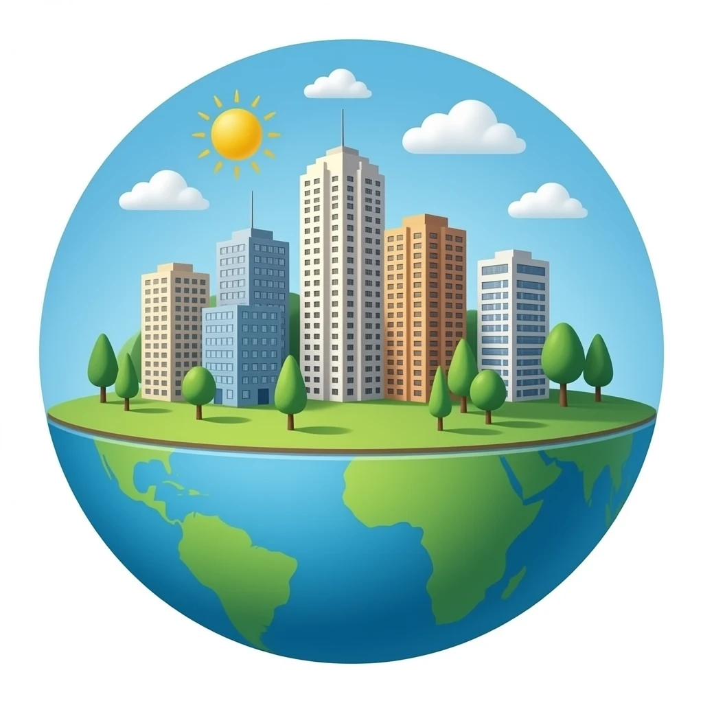 high buildings earth globe emoji