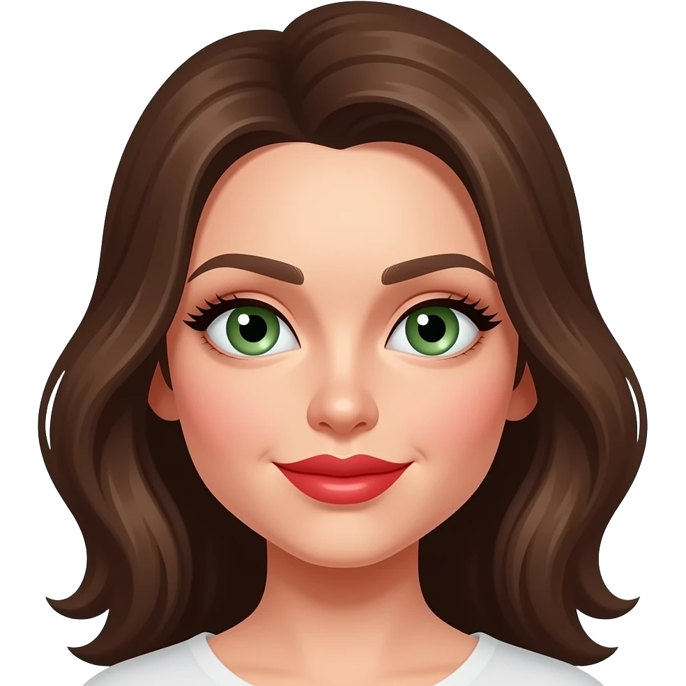 Big beautiful green eyes red lips cheekbones emoji