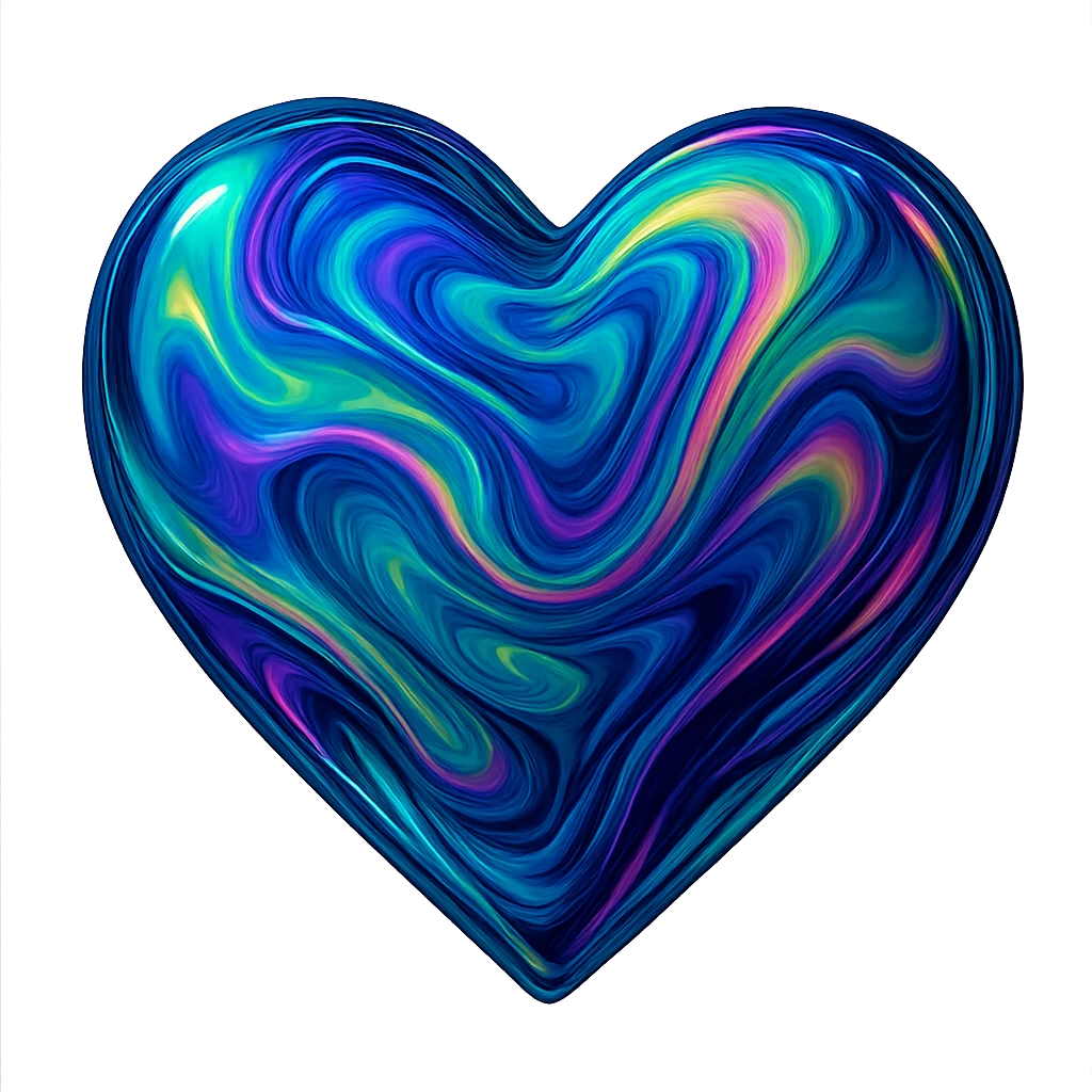 heart with a shifting oil slick effect emoji