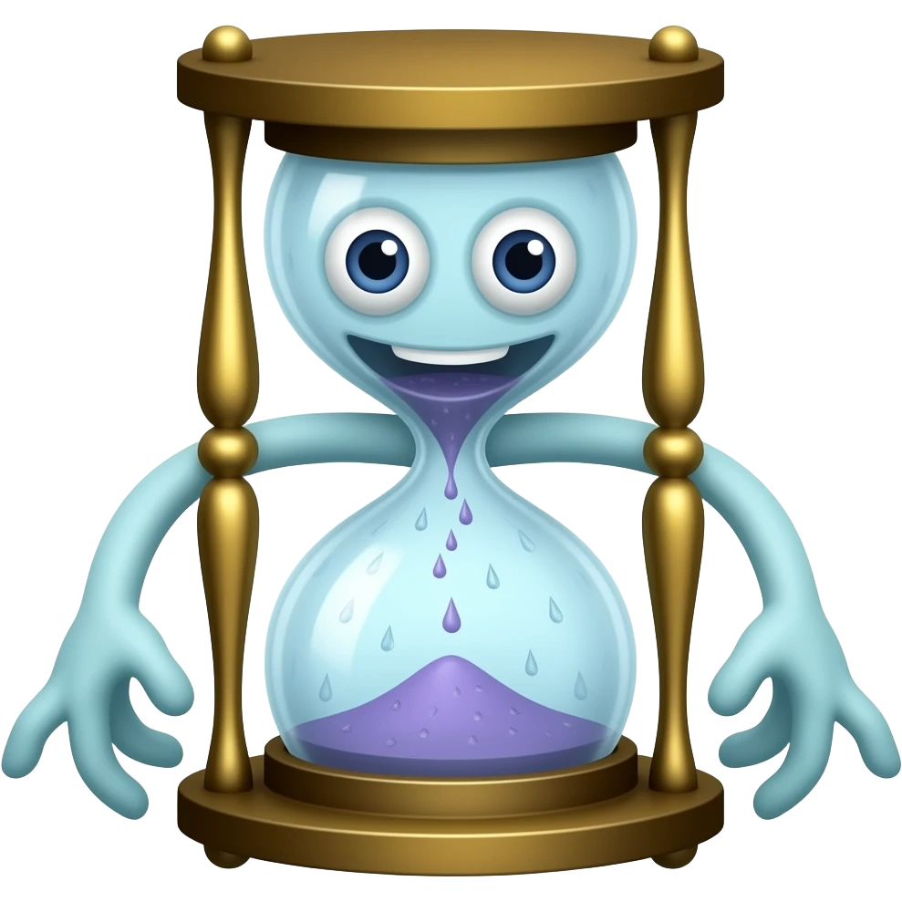 An hour monster with a little rain emoji