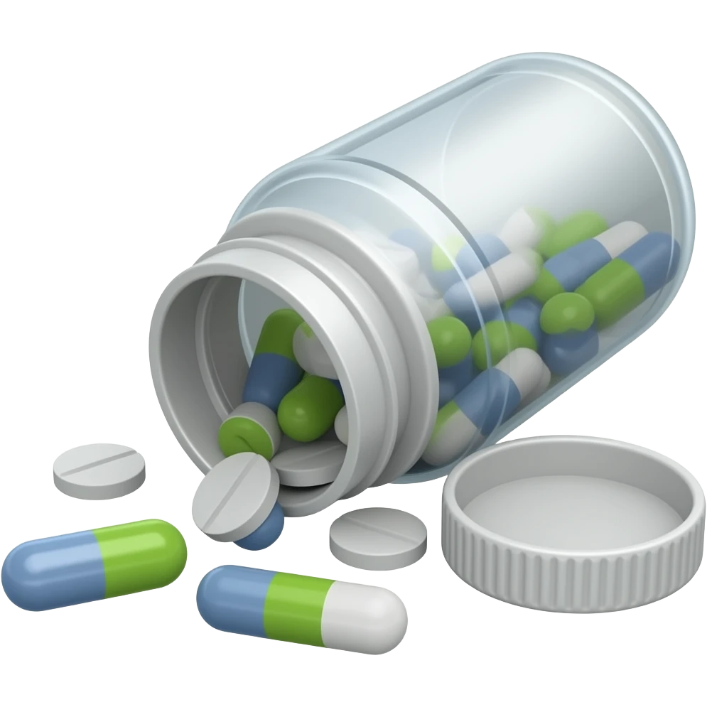 Spilled pill bottle emoji