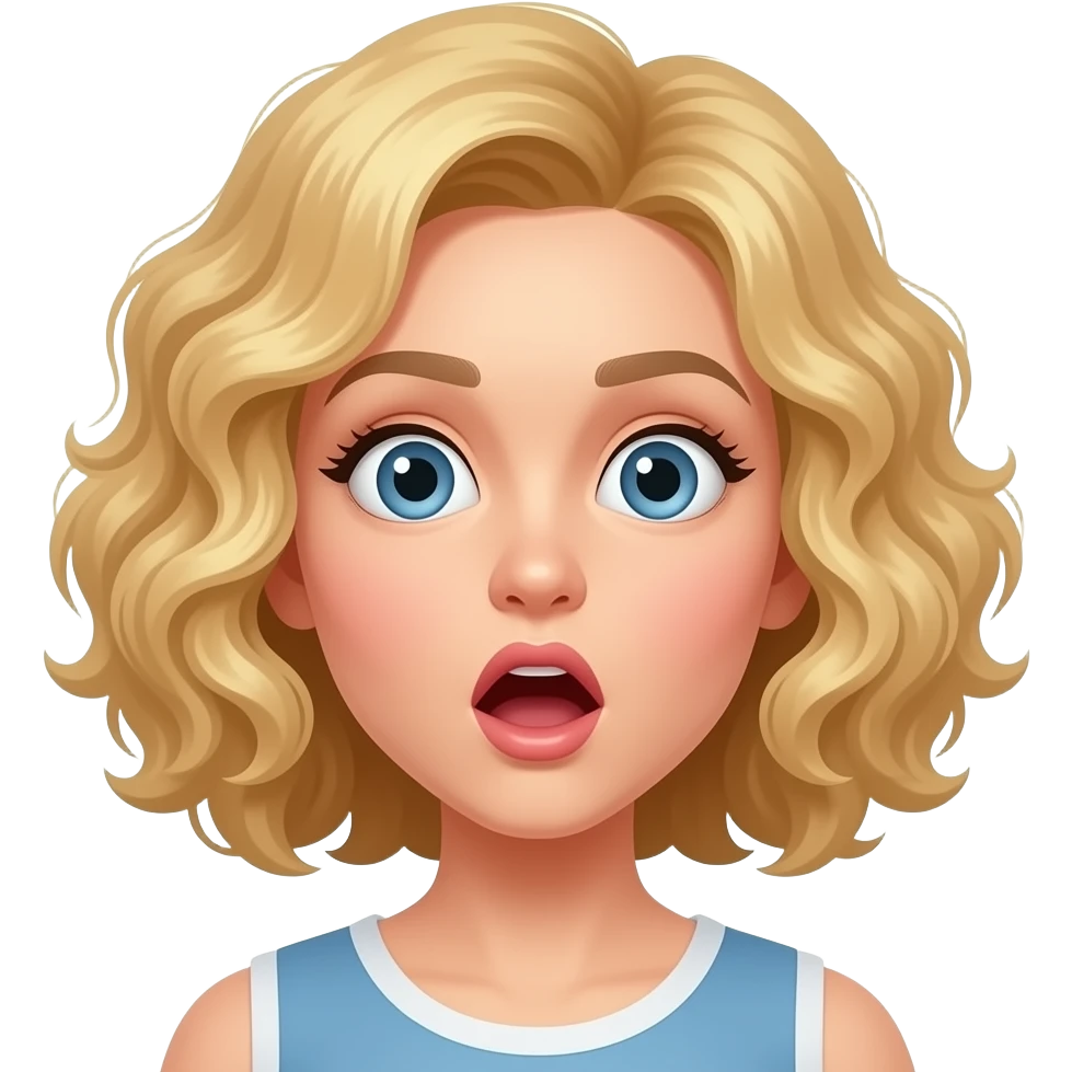 blonde curly bob in shock surprise emoji