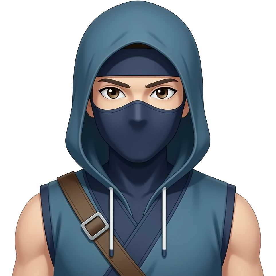 Anime Ninja all dark cyan with hood sleeveless ca emoji