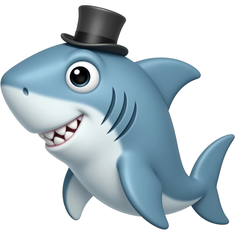 Shark with a top hat emoji