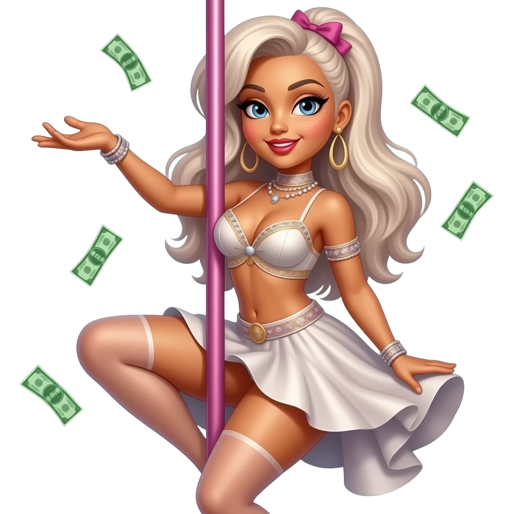 Exotic Sexy stripper dancing on a stripper pole with money and she has almost no clothes on emoji