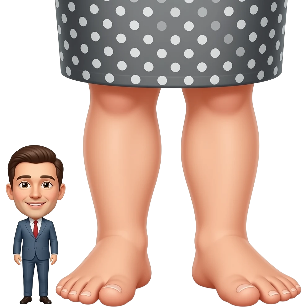 Woman with big feet and small man emoji