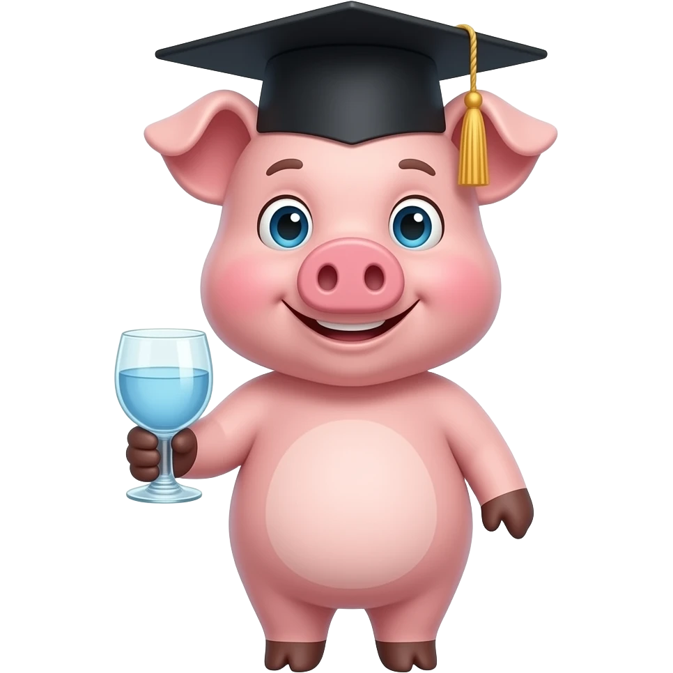 graduated pig with glass emoji