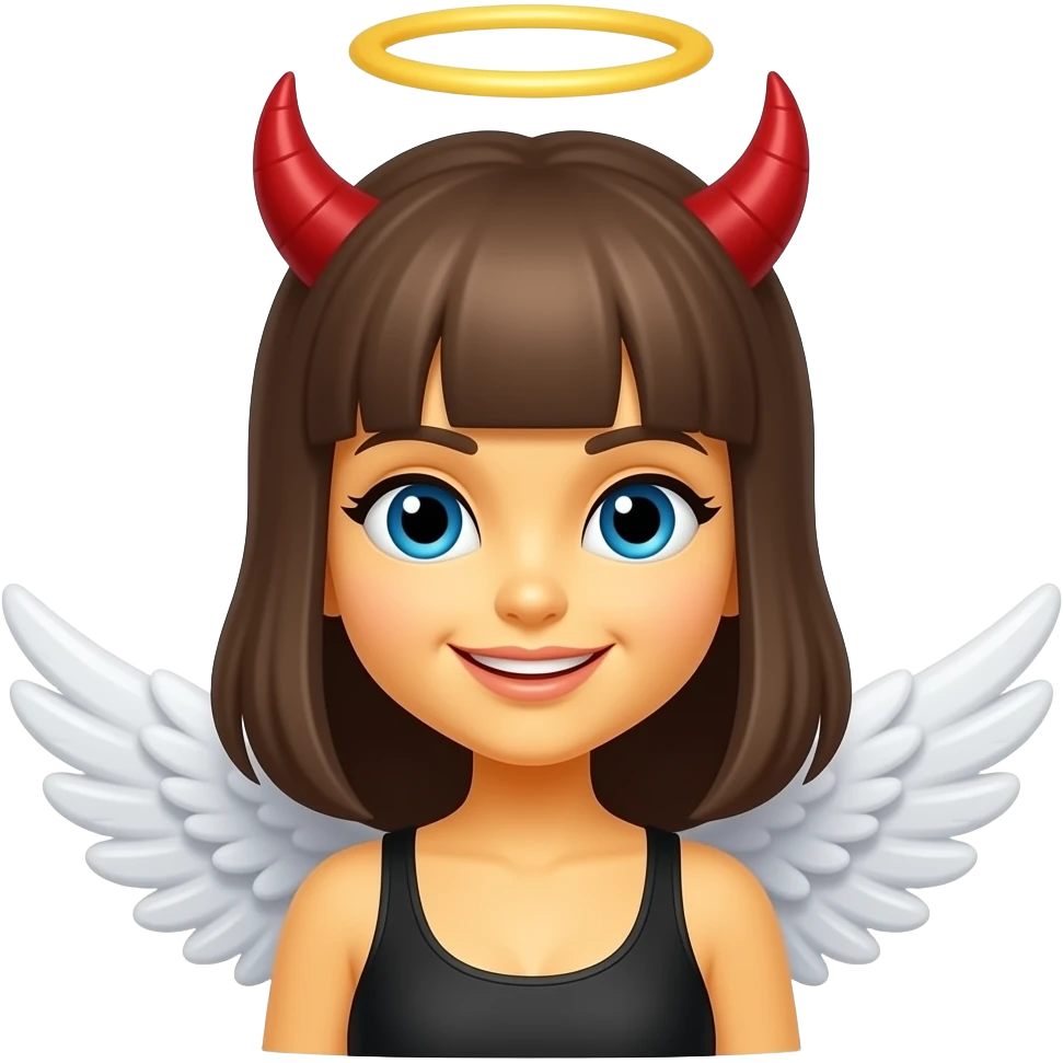 Yellow smiley female devilish angel emoji