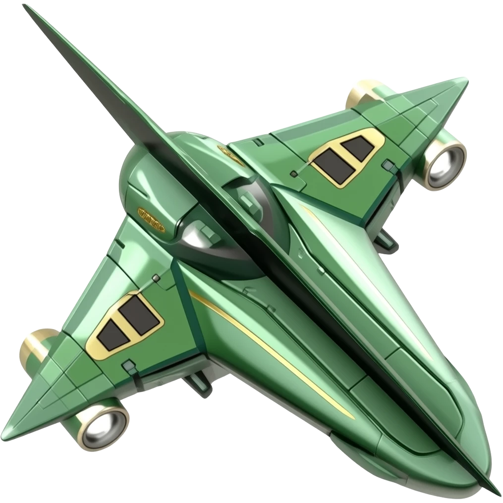 Green and gold lines space flying ship very long black wings very small emoji