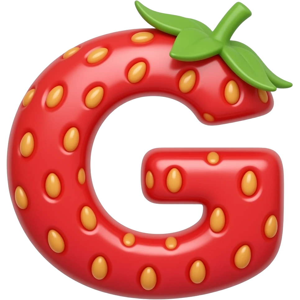 "letter G strawberry style, colorful, simple background" emoji