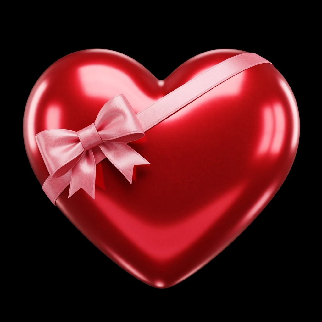 food heart emoji, shiny, with a bow accent emoji