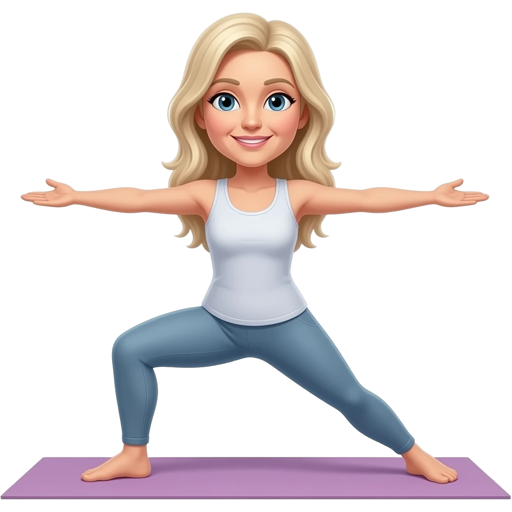 50 year old long blonde hair woman doing yoga emoji