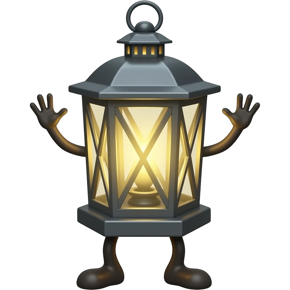 A lantern with legs and arms emoji