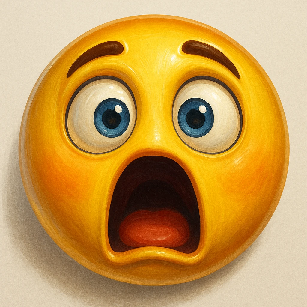 shocked emoji face, expressive, detailed, digital art emoji