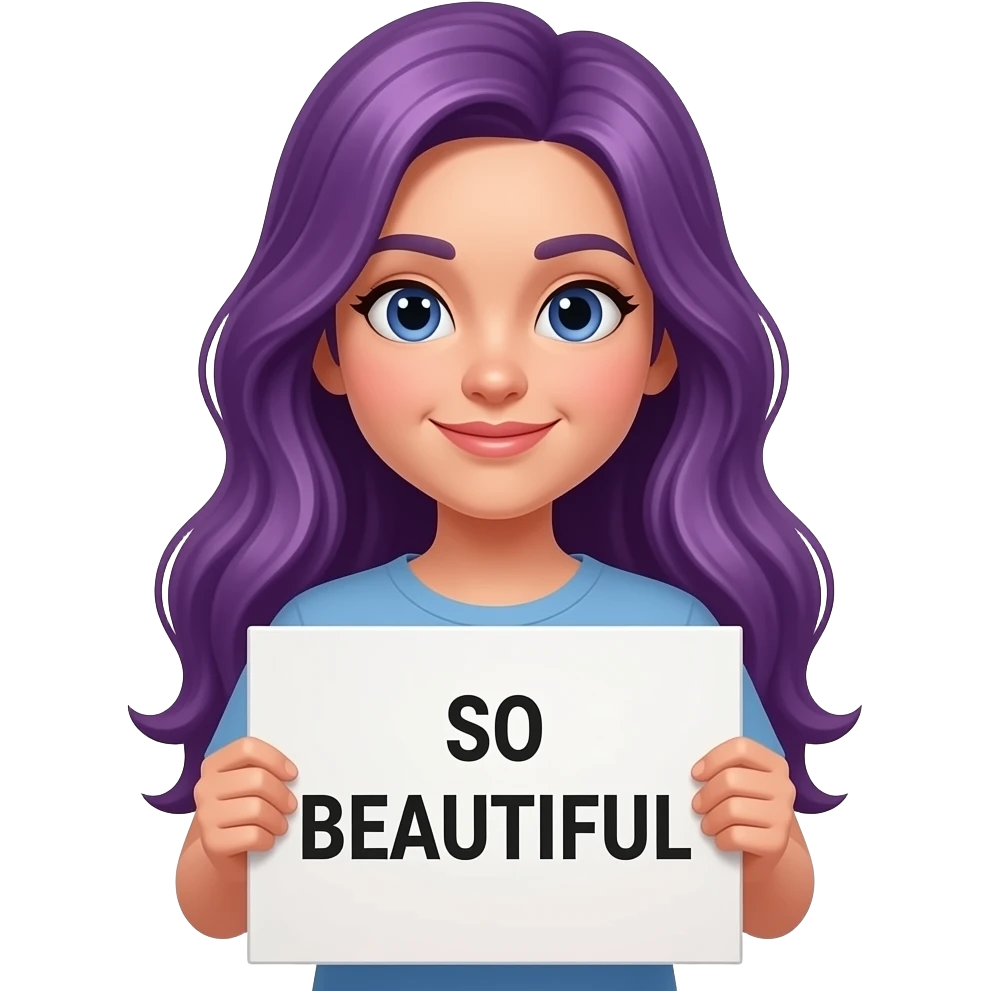 girl with long purple hair with a SO BEAUTIFUL sign emoji