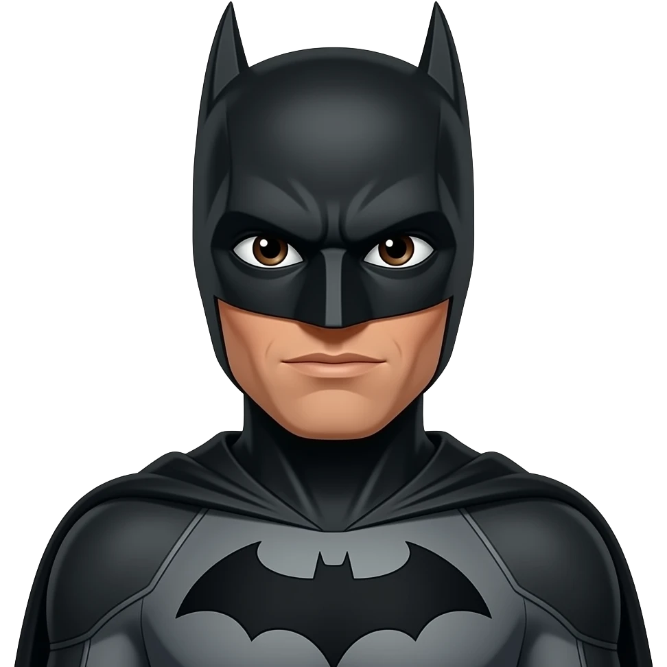 batman really darker brown skin and dark brown eyes with bat suite emoji