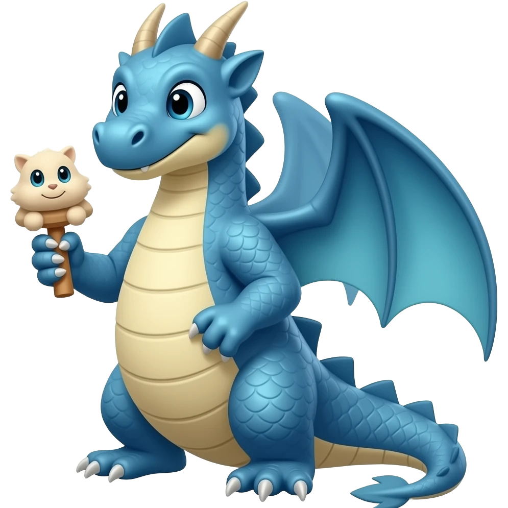 Blue dragon holding twitck emoji