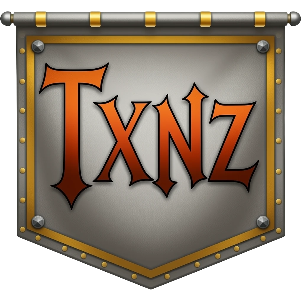 Create the letters TXNZ in a gothic font on a banner that screams badass!!!! emoji