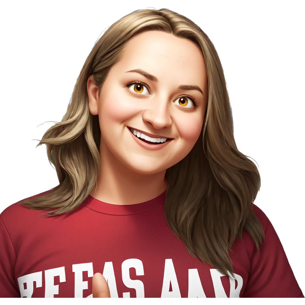 smiling girl in red shirt emoji