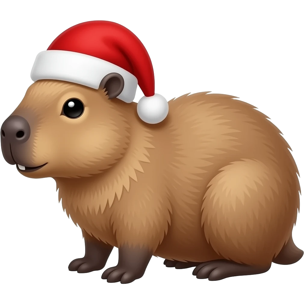 Haz un capibara con gorro de navidad emoji
