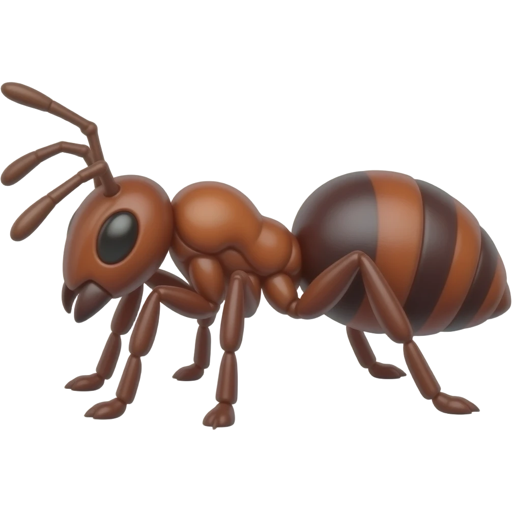 A red middle muscular ant, cartoon style emoji