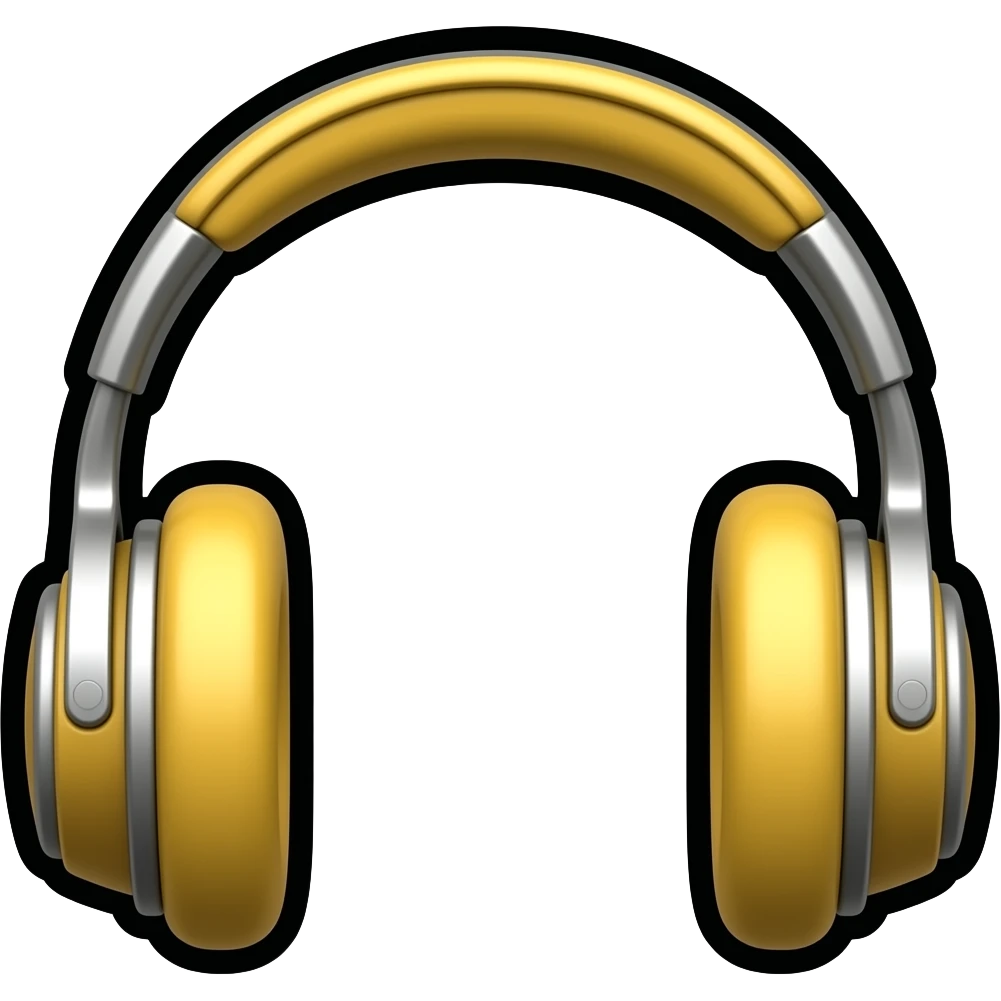 thick black outline, bright headphones emoji, thick black outline, simple cartoon emoji