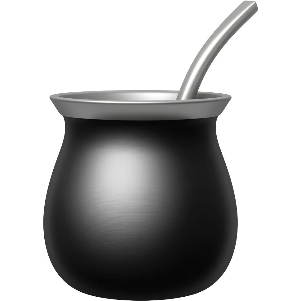 mate argentino de acero color total negro con bombilla plateada emoji