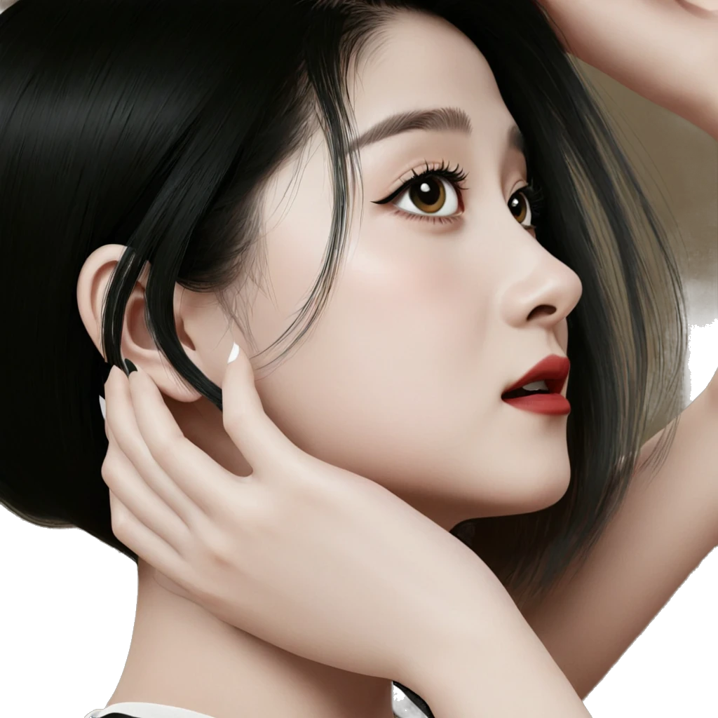 elegant girl with black hair emoji