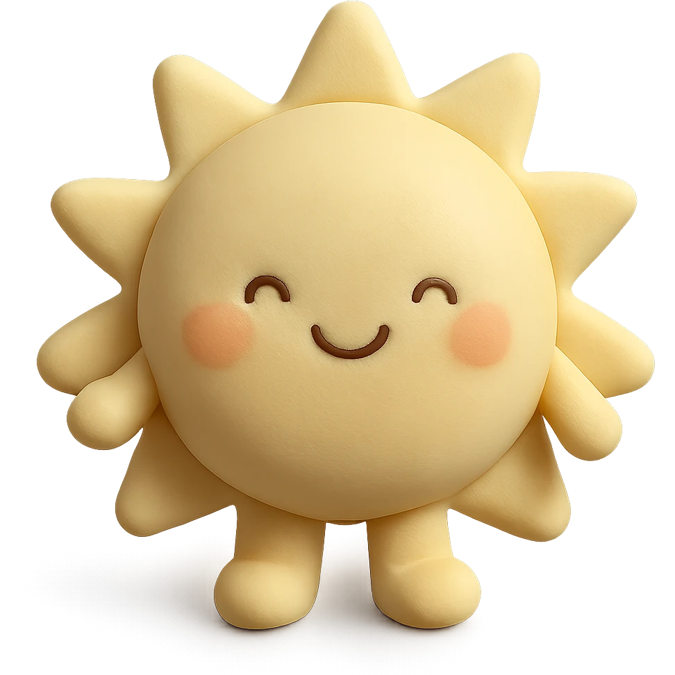 sweet pastel yellow sun with tiny arms and legs emoji