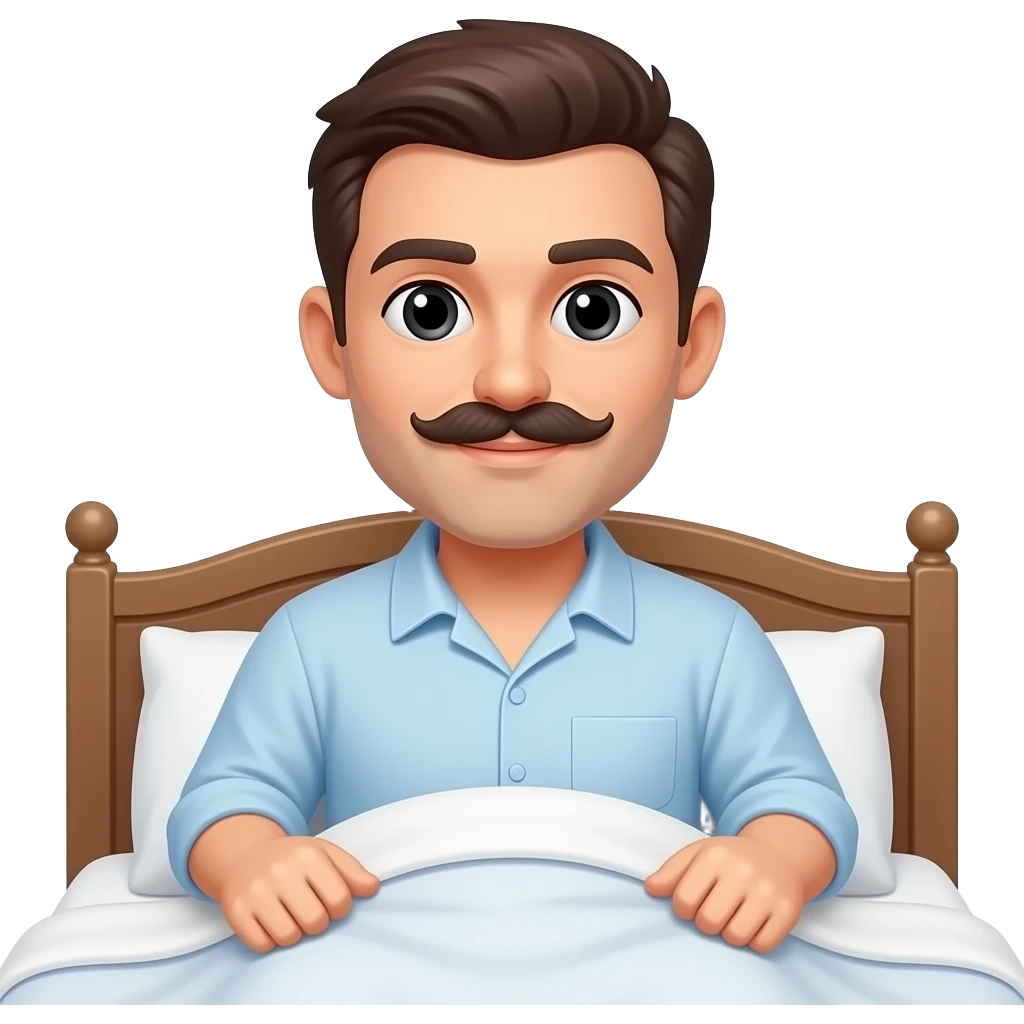 Hombre. Que. Se. Lenvanta. De. La. Cama porle. Camisa. Con. Bigote. Con. Ojos. Negros emoji