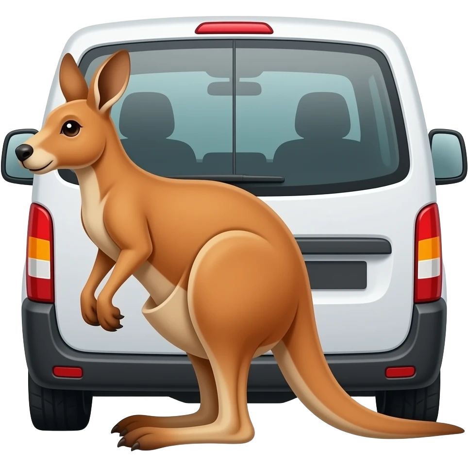 kangaroo hit by a van from behind emoji