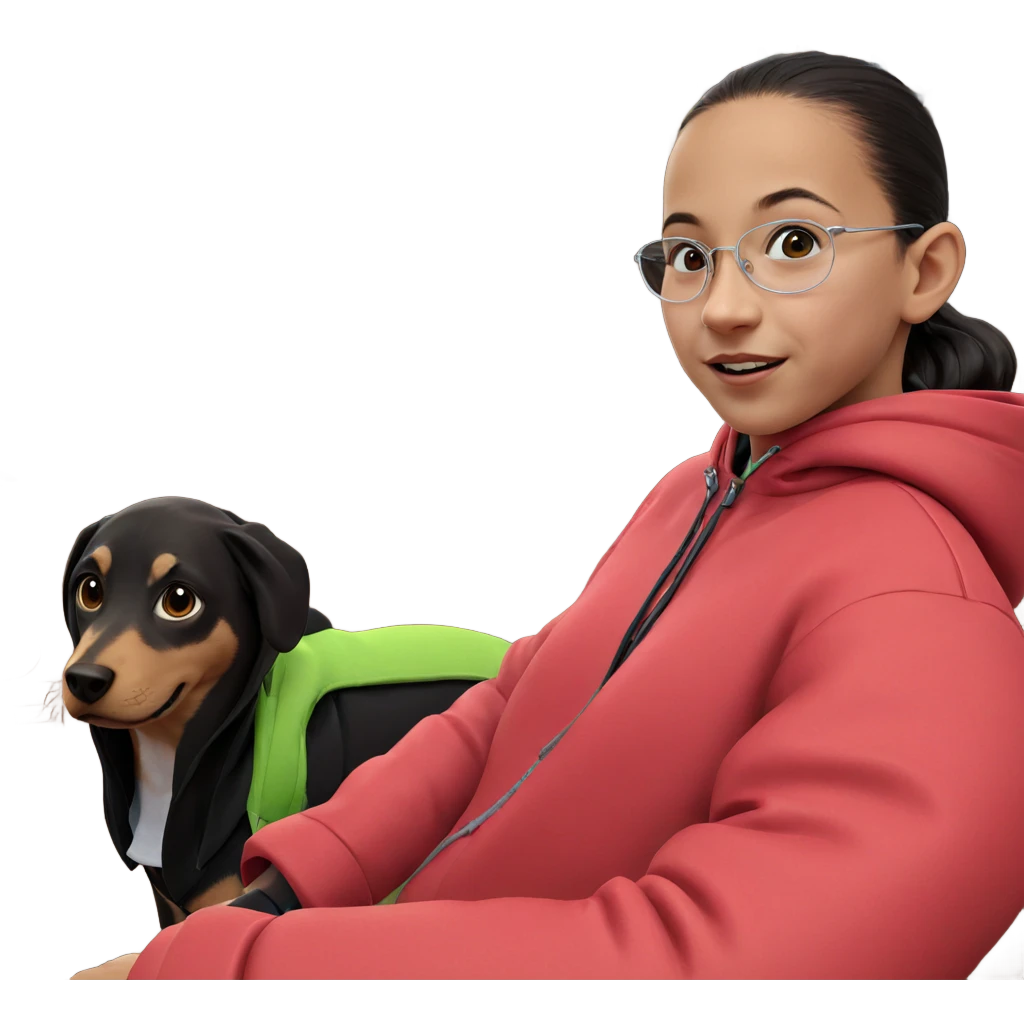 girl with dog in hood emoji