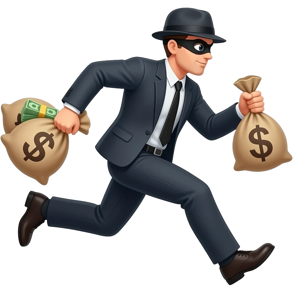 Ladron corriendo bolsas de dinero emoji