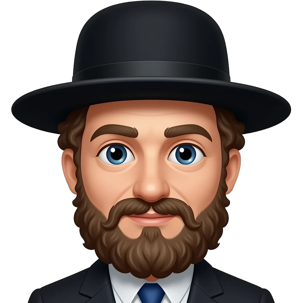 Stereotypical Hasidic Jew with curly hair and a large black hat and a long curved nose emoji