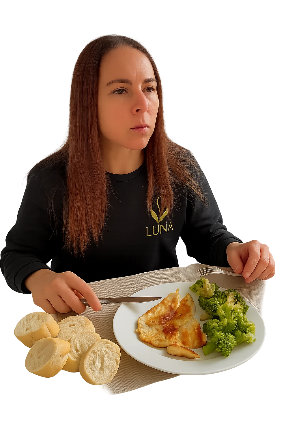 Donna che mangia sano ed equilibrato emoji