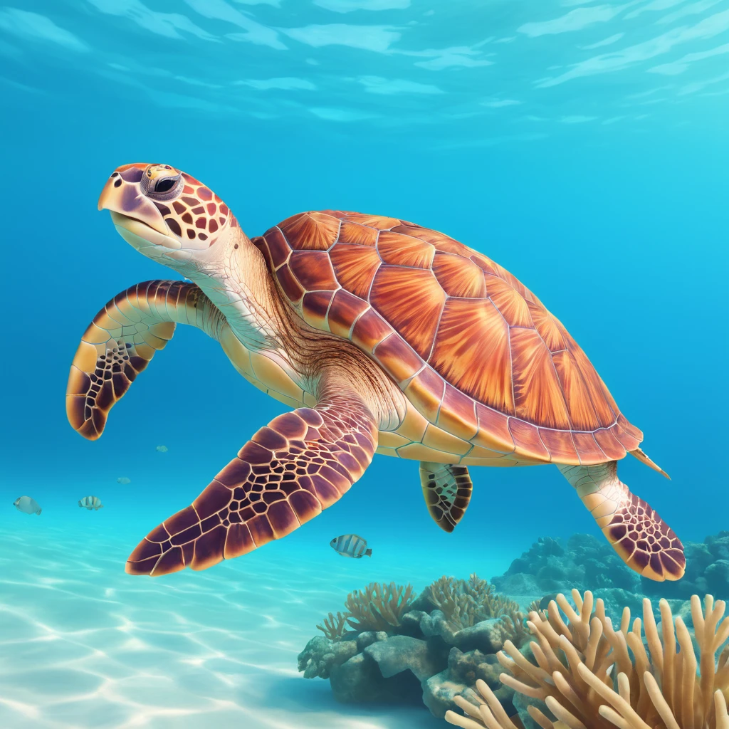sea turtle in beautiful clear turquoise caribbean sea underwater emoji